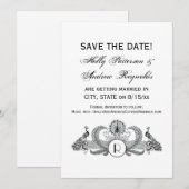 Oud Monogram met Pauwstaarten Kaart (Voorkant / Achterkant)