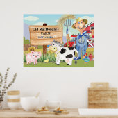 Oud monogram van het Boerderij MacDonald's E-I-E-I Poster (Keuken)