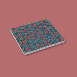 Oud Mozaïek Geometrisch Bloemenpatroon Glazen Onderzetter