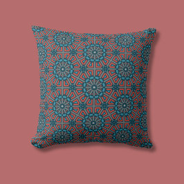 Oud Mozaïek Geometrisch Bloemenpatroon Kussen