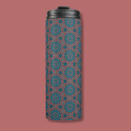 Oud Mozaïek Geometrisch Bloemenpatroon Thermosbeker