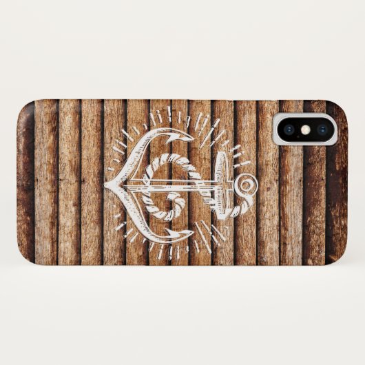 Oud Nautisch Ankerhout Case-Mate iPhone Case (Achterkant (horizontaal))