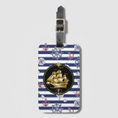 oud nautisch zeilschip bagagelabel (Voorkant (verticaal))