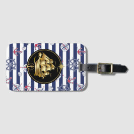 oud nautisch zeilschip bagagelabel