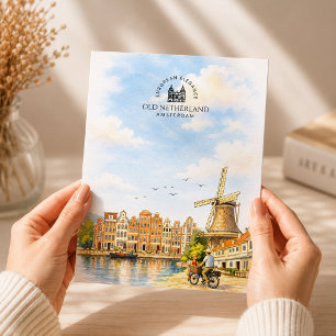 Oud Nederland – Amsterdam Watercolor Reis Feestdagenkaart