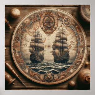 Oud-Nederlandse (Nederlandse) koopvaardijschepen Poster