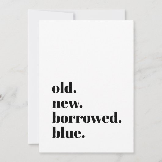 Oud Nieuw Geleend Blauw Modern Minimalistisch Vet  Save The Date (Voorkant)