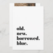 Oud Nieuw Geleend Blauw Modern Minimalistisch Vet  Save The Date (Voorkant / Achterkant)