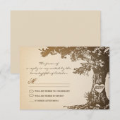 oud ontwerp van boom vintage bruiloft rsvp kaartje (Voorkant / Achterkant)