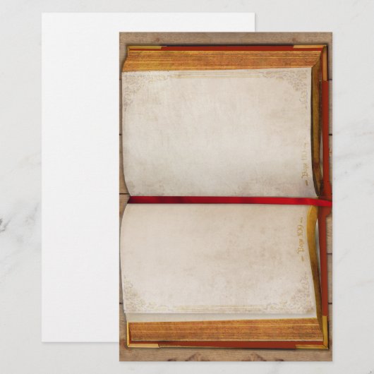 Oud open boek briefpapier (Voorkant / Achterkant)