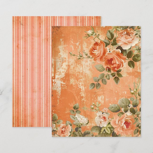 Oud Oranje Bloemgestreept Journaalblad (Voorkant / Achterkant)