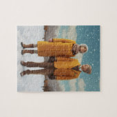 Oud paar in de sneeuw legpuzzel (Horizontaal)