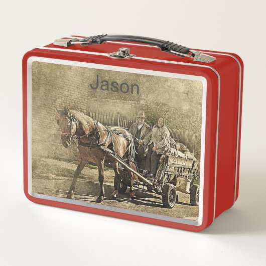 Oud paar op Paard & Wagon vintage (Voorkant)