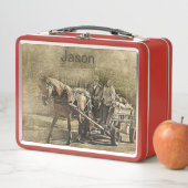 Oud paar op Paard & Wagon vintage (In situ)