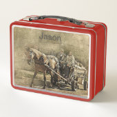 Oud paar op Paard & Wagon vintage (Achterkant)