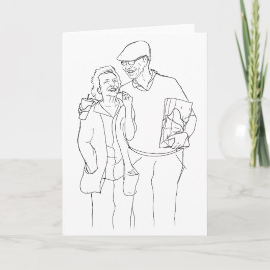 Oud paar originele kunst Jubileum Feestdagen Kaart (Voorkant)