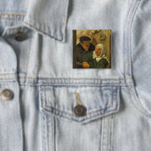 Oud paar vierkante button 5,1 cm (In situ)