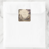 Oud Paars Boom Kasteel Dorps Huwelijk Vierkante Sticker (Tas)