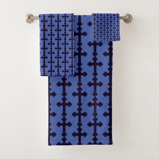 Oud paars christelijk kruis bad handdoek (Insitu)