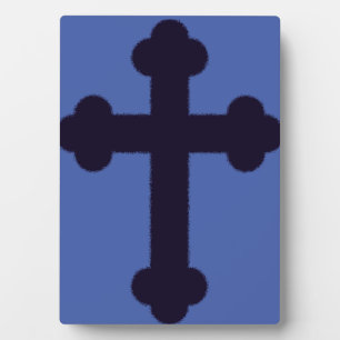 Oud paars christelijk kruis fotoplaat