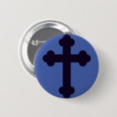 Oud paars christelijk kruis ronde button 5,7 cm (Voorkant /achterkant)