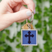 Oud paars christelijk kruis sleutelhanger (Hand)