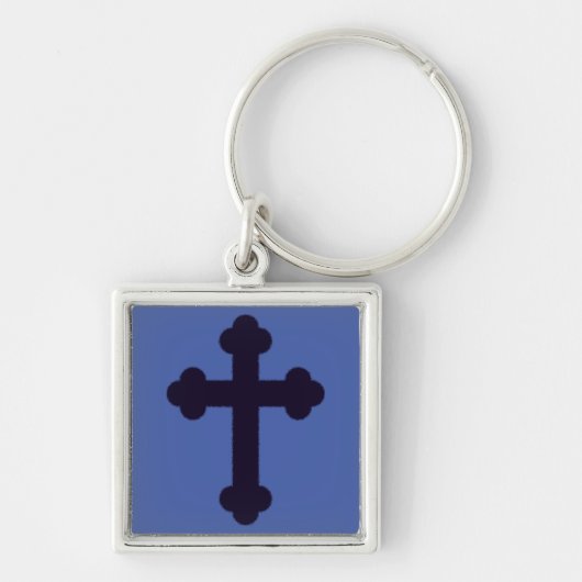 Oud paars christelijk kruis sleutelhanger (Voorkant)