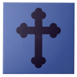 Oud paars christelijk kruis tegeltje