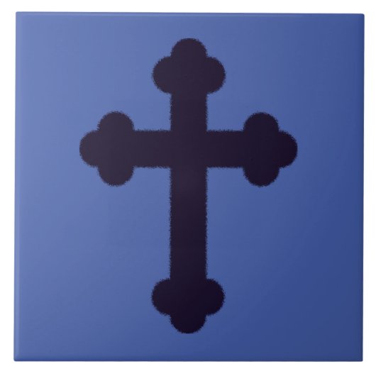 Oud paars christelijk kruis tegeltje (Voorkant)