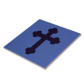 Oud paars christelijk kruis tegeltje (Zijkant)