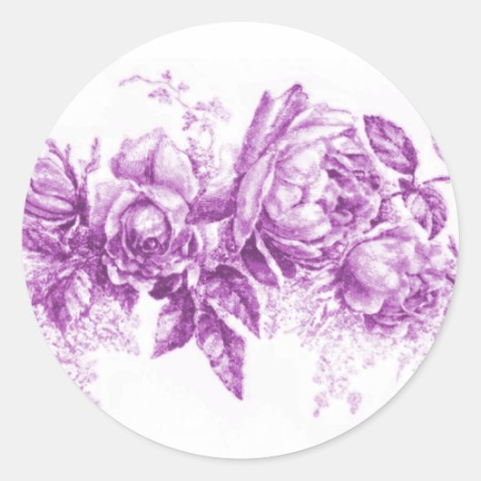Oud Paars met Floral Spray Ronde Sticker (Voorkant)