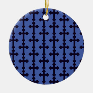 Oud paarse Christelijk kruis Keramisch Ornament