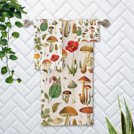 Oud Paddenstoelen en Wilde Bloemen Motief Bad Handdoek