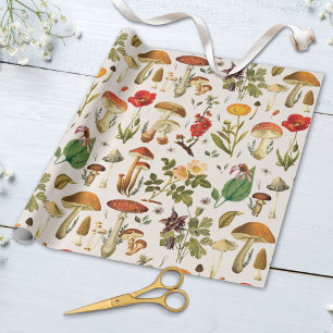 Oud Paddenstoelen en Wilde Bloemen Motief Cadeaupapier