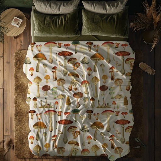 Oud Paddenstoelenpatroon Fleece Deken