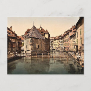 Oud paleis en kanaal, Annecy, klassieke foto van F Briefkaart