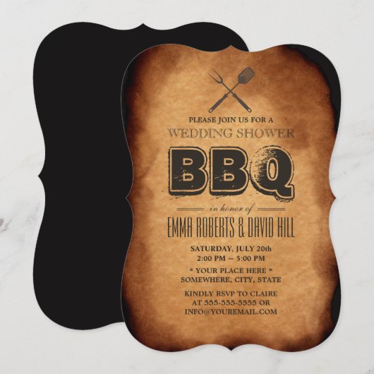  oud papier achtertuin BBQ Wedding Kaart (Voorkant / Achterkant)