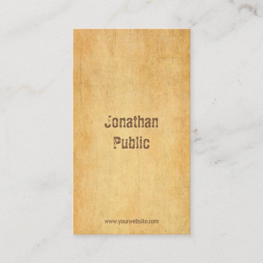  oud papier distressed script minimalistische top visitekaartje (Voorkant)