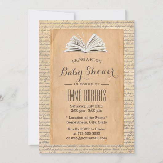 oud papier Een Baby shower voor boekaanvraag Kaart (Voorkant)