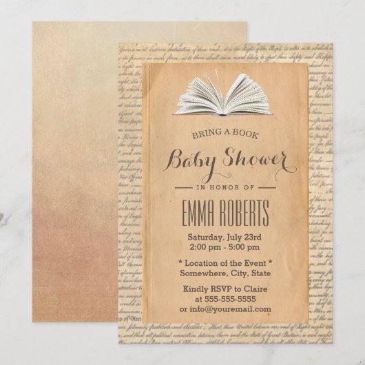  oud papier Een Baby shower voor boekaanvraag Kaart (Voorkant / Achterkant)