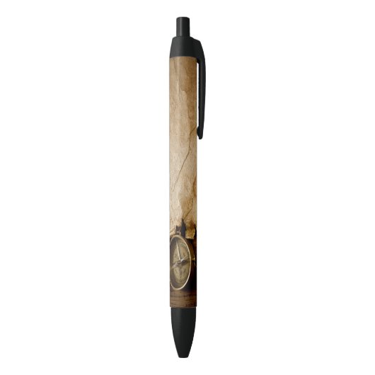 Oud papier en compass Pen! Zwarte Inkt Pen (Achterkant (Verticaal))