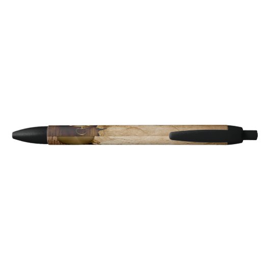 Oud papier en compass Pen! Zwarte Inkt Pen (Achterkant)