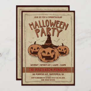 oud papier en Pomkins Halloween Party Kaart