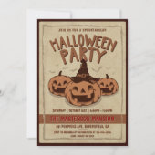  oud papier en pompoenen Halloween Party Kaart (Voorkant)