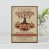  oud papier en pompoenen Halloween Party Kaart (Staand voorkant)