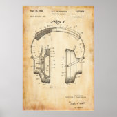 Oud papier | Hoofdtelefoon Patent Poster (Voorkant)