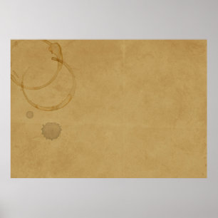 Oud papier  koffievlek poster