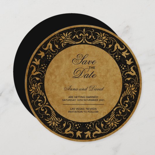 oud papier koninklijk sparen de Datum Uitnodiging (Voorkant / Achterkant)