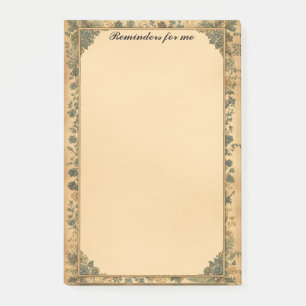 Oud papier Lijst en Blue Flowers Post-it® Notes