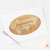 Oud papier look Wereldkaart chique nostalgische Sj Ovale Sticker (Envelop)